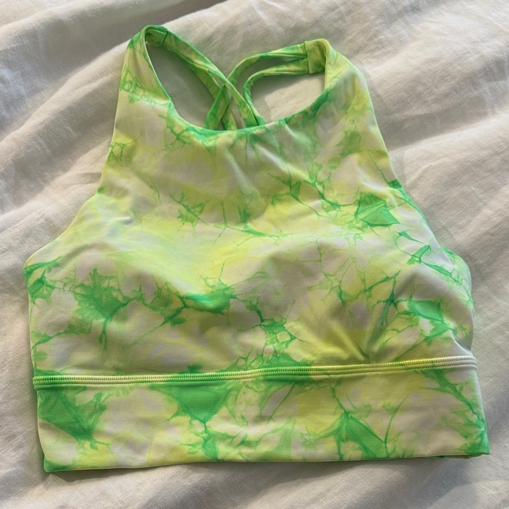 lululemon athletica Green Tie-Dye High Neck Strappy Sports Bra Size 4